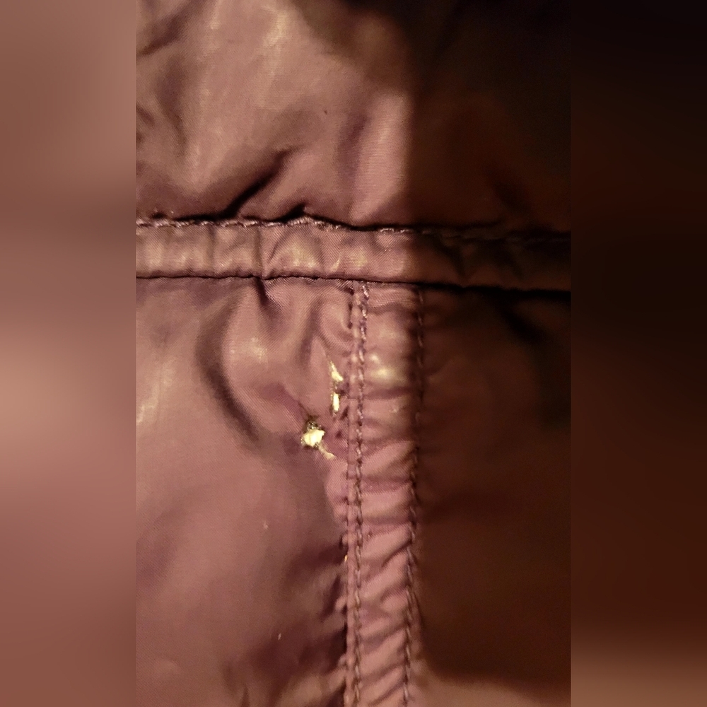 Juicy Couture dark purple down hooded bomber jacket with gold buttons Size Small - Picture 12 of 15